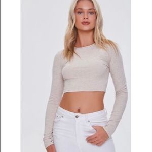 Ribbed Long Sleeved Crop Top